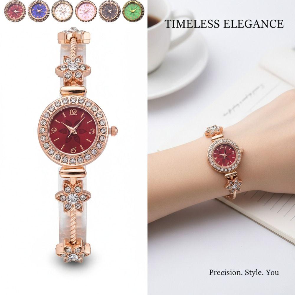 Rhinestone Quartz Watches Diamond Studded Watch Strap Wrist Decoration Circle Shaped Watch  Gift