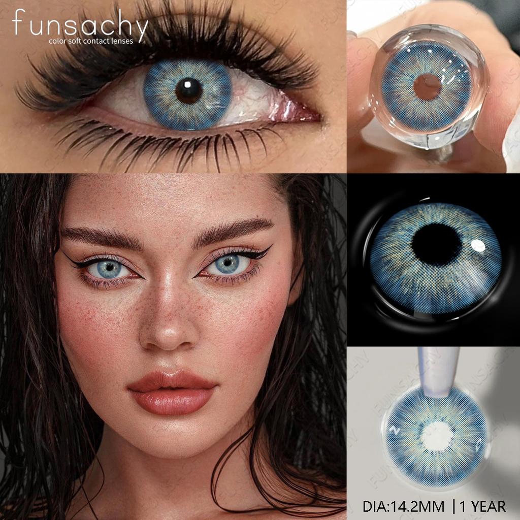 FUNSACHY New Colored Contact Lenses for Eyes 1Pair Brown Natural Eye Lenses Cosmetic Beauty Pupils Yearly Y2K Blue Eye Contacts