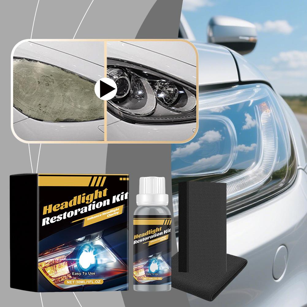 30ml Headlight Restoration Kit Headlight Lens Restoration System Car Headlight Maintenance Retreading Clean Kit,Car Care Project