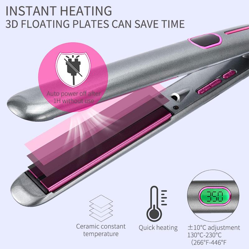 Инфракрасный выпрямитель для волос и бигуди с отрицательными ионами Инфракрасный анион двойного назначения 2 в 1 Выпрямитель для волос с бигуди