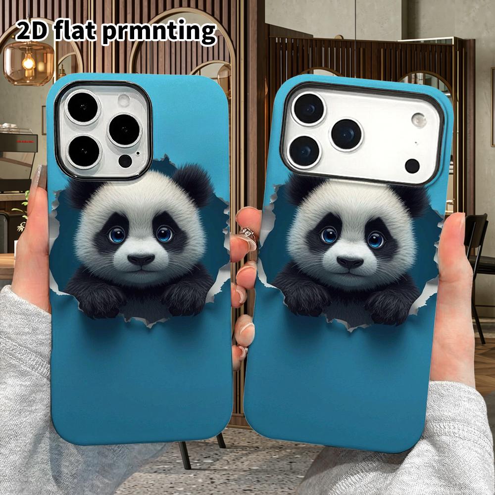 Phone Case: 2D flat design suitable for iPhone 18 17 16 15 14 13 Pro film protective case, couple style, wall-breaking little panda, Christmas and Hal