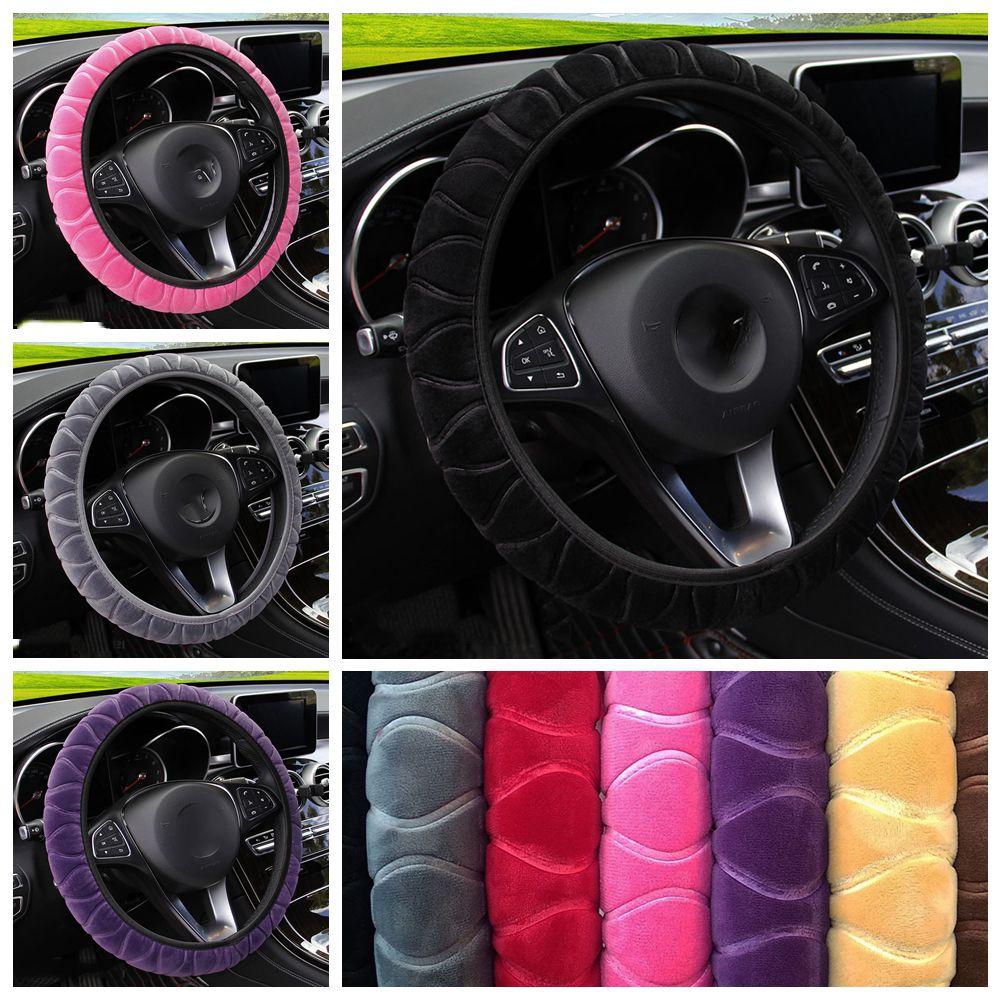 Автомобильный стайлинг Зимний противоскользящий чехол на руль автомобиля Мягкий трехмерный теплый плюш