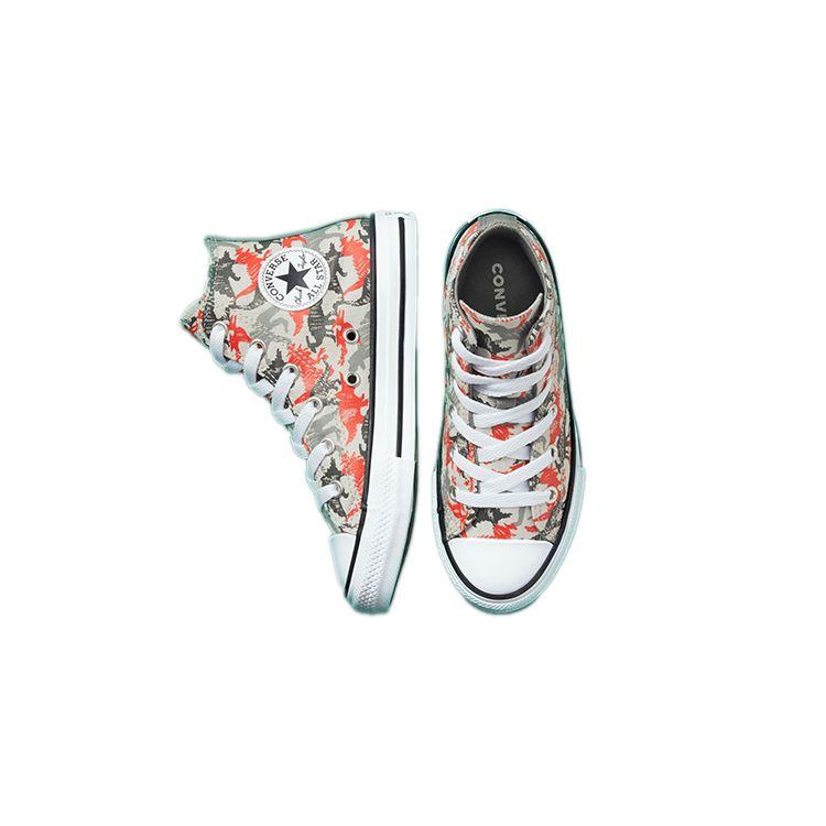 Converse Chuck Taylor All Star High GS Dino Daze — Детские кроссовки Mouse Grey Mason Poppy-Glow 671598F