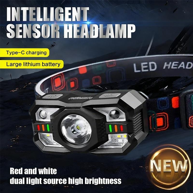 Перезаряжаемый налобный фонарь с датчиком движения Светодиодный рабочий фонарь Фонарик Мини Мощный Уличный Для Кемпинга Cob Беговой фонарь Пеший туризм