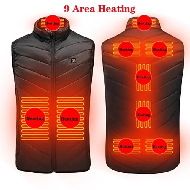 Men USB Infrared 17 Heating Areas Vest Jacket Men Winter Electric Heated Vest Waistcoat For Sports Hiking