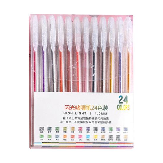 Highlighter Pen Set Transparent Body Multicolored Painting Pen with Glitter Sparkling Effect Smooth Metal Tip Ink Highlighter for Note Marking