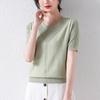 Summer Ice Silk Shirt Women Short Sleeve T-Shirt Blouse Maternity Clothes Summer Openwork Fashion Crop Top