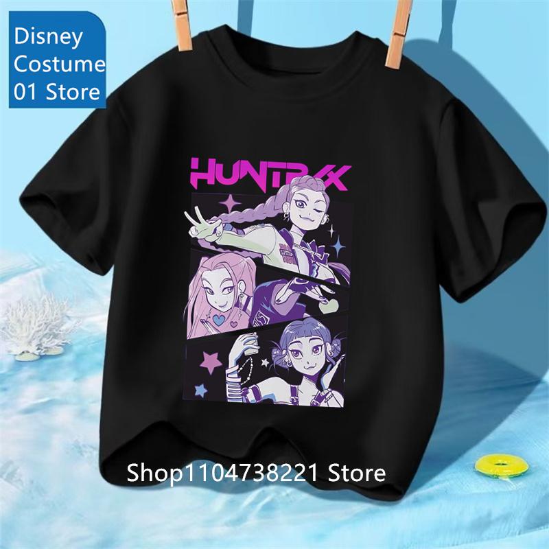 Toddler Girl Clothes Kpop Demon Hunters Cartoon Tee Shirt Funny Gift for Fans Harajuku Cool Kids T-shirts Summer Tops