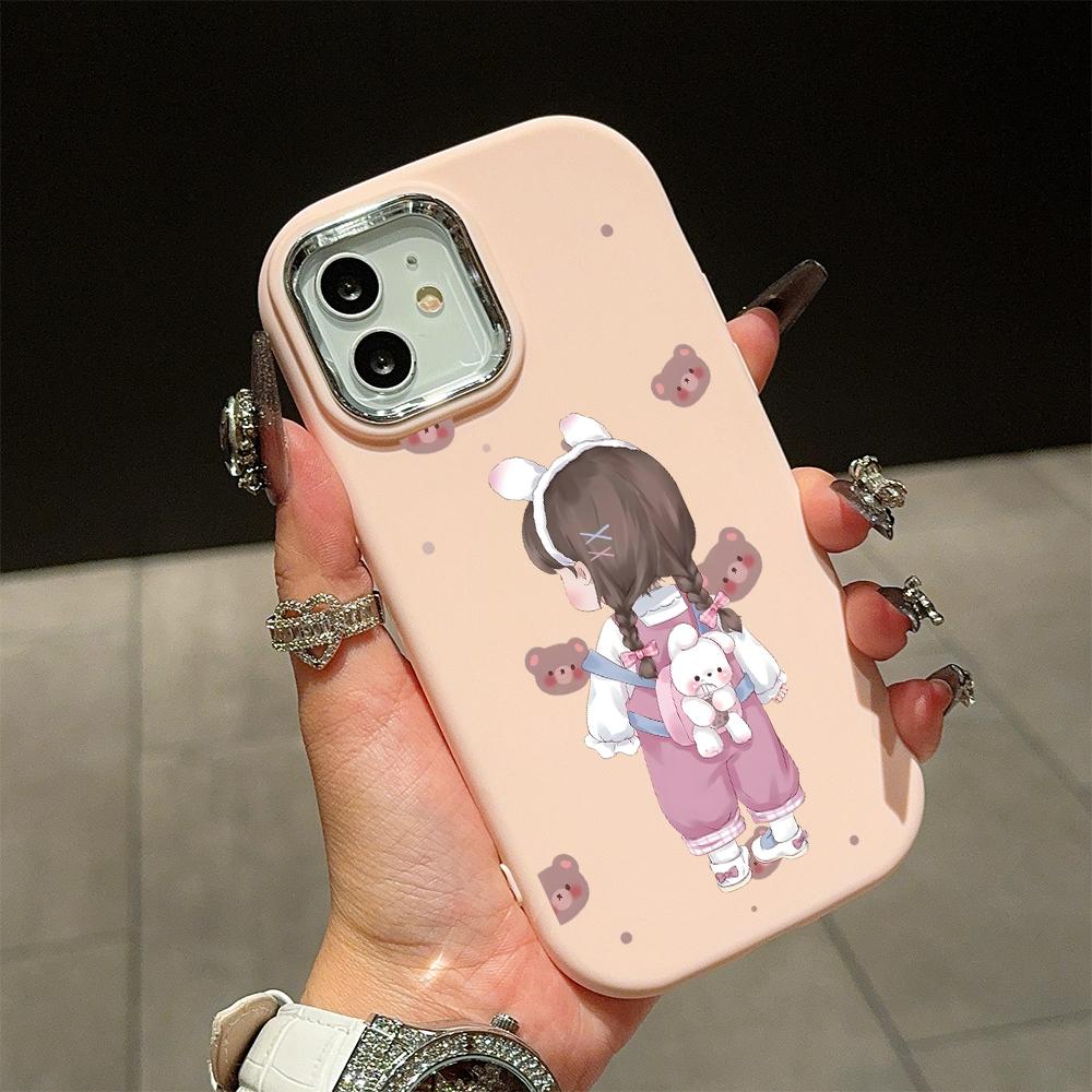 For OPPO A16 A38 A57 A58 A74 A78 A98 Reno8T Reno13F Realme C25S C53 C65 Cartoon Black Cat Silver Edge Soft Liquid Silicone Protective Casing