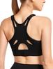 Yvette Sports Adjustable Shoulder High Hook and Loop Plus Integrated Active Running XL Black Women's Bra, Straps, Sides, Closure, X-Back, Sizes, Cup,