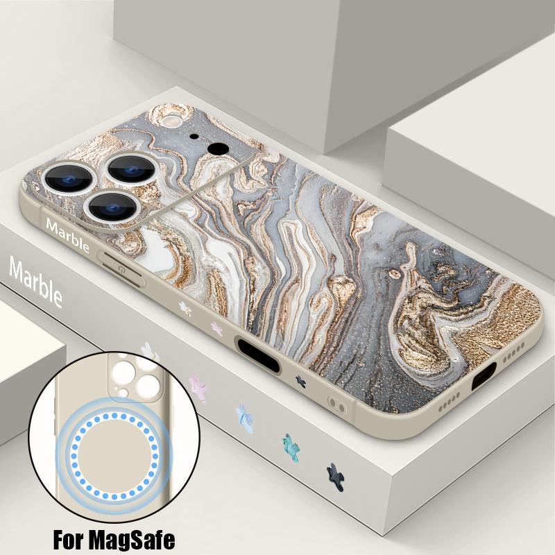 Роскошный чехол с узором под песчаник и мрамор для iPhone 16 Pro Max, магнитный, для Magsafe, мягкая крышка для iPhone 17 15 14 13 Pro Max 17E 16E