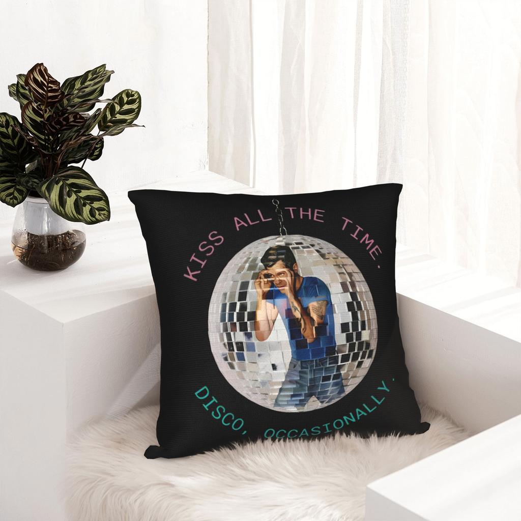Harrys Styles Kiss All The Time Disco Singer Pillowcase Printing Cushion Cover Gift Pillow Case Cover Home Square 45*45Cm