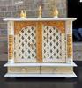 Embossed Painted Wood Mandir: Antique Finish Wall Shrine