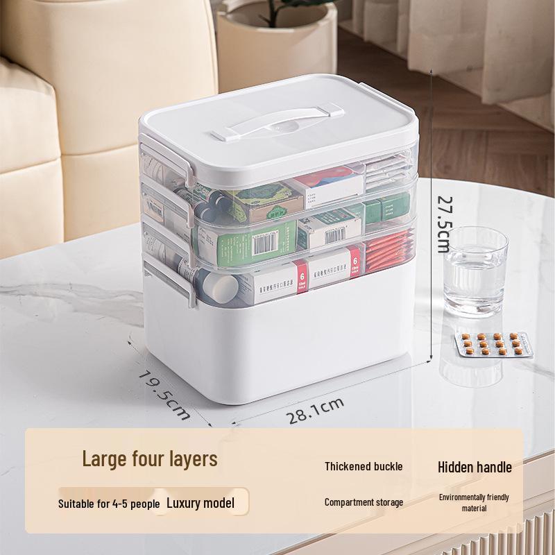 Household Multilayer Medicine Organizer: Large Capacity with Small Pill Box & Emergency Storage