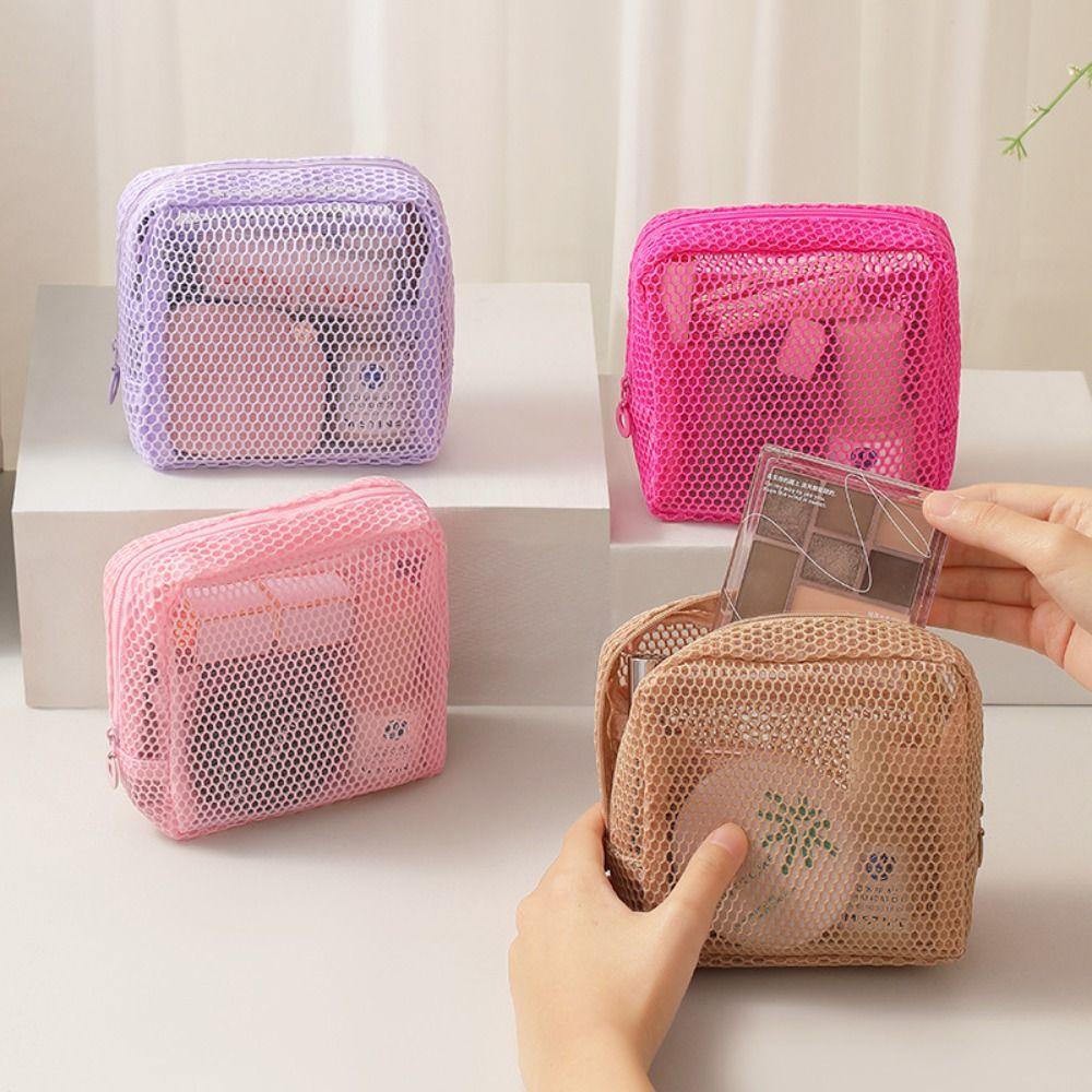 Small Capacity Lipstick Key Storage Pouch Mesh Zipper Coin Purse Portable Cosmetic Bag