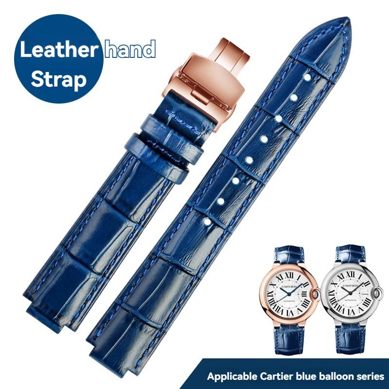 Для мужских часов Cartier из натуральной кожи с женской часовой цепочкой, синяя пряжка-балон, выпуклая коровья кожаная мужская часовая цепочка