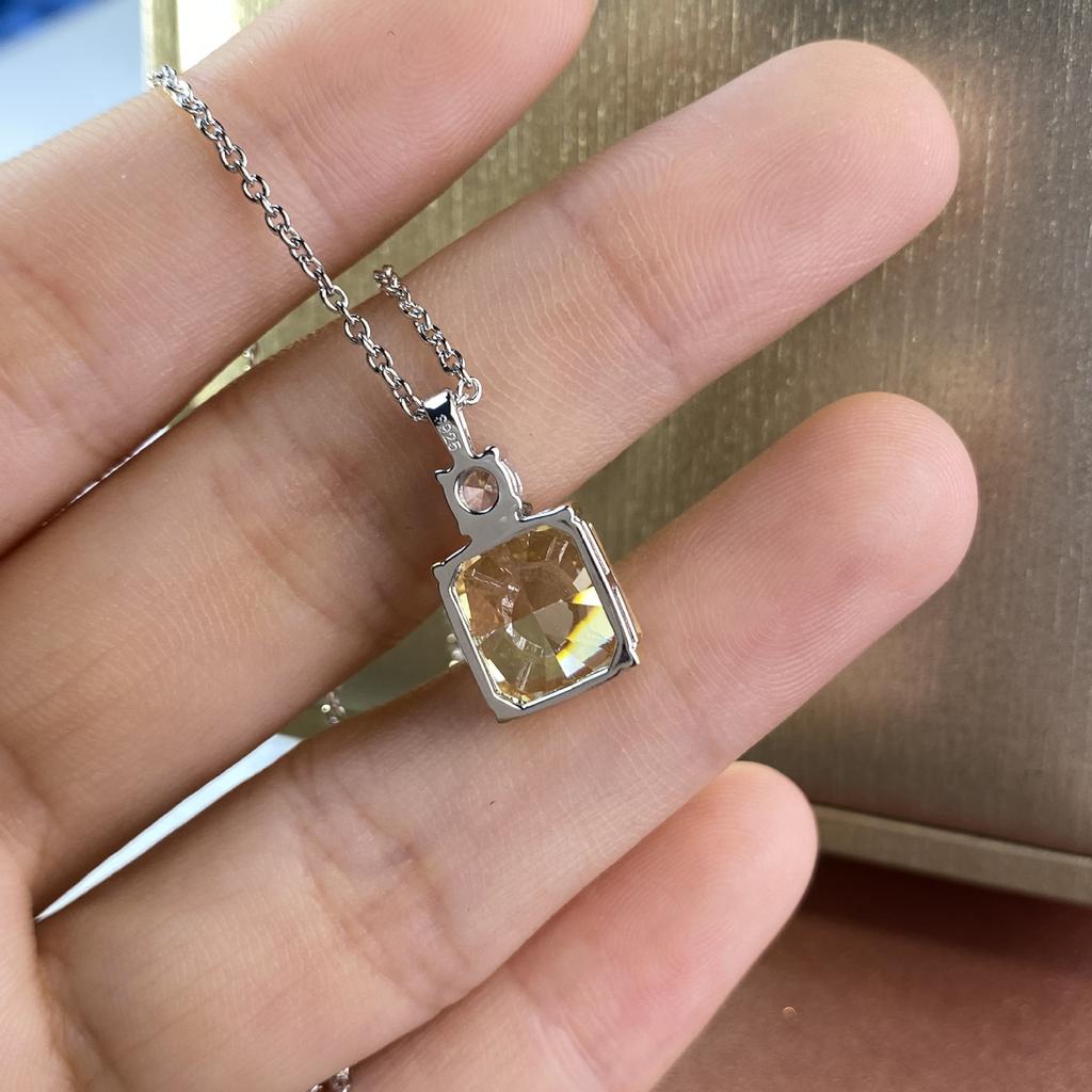 Gica Gema Высокоуглеродистые бриллиантовые ожерелья с серебром 925 пробы 9*10 мм Прямоугольный кулон Уникальный дизайн Романтические изящные ювелирные изделия Подарки для свадебной вечеринки