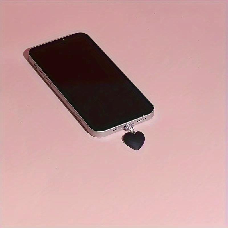 1 шт. Силиконовая заглушка от пыли с подвеской в виде сердца для портов iPhone, Type-C и Android Micro