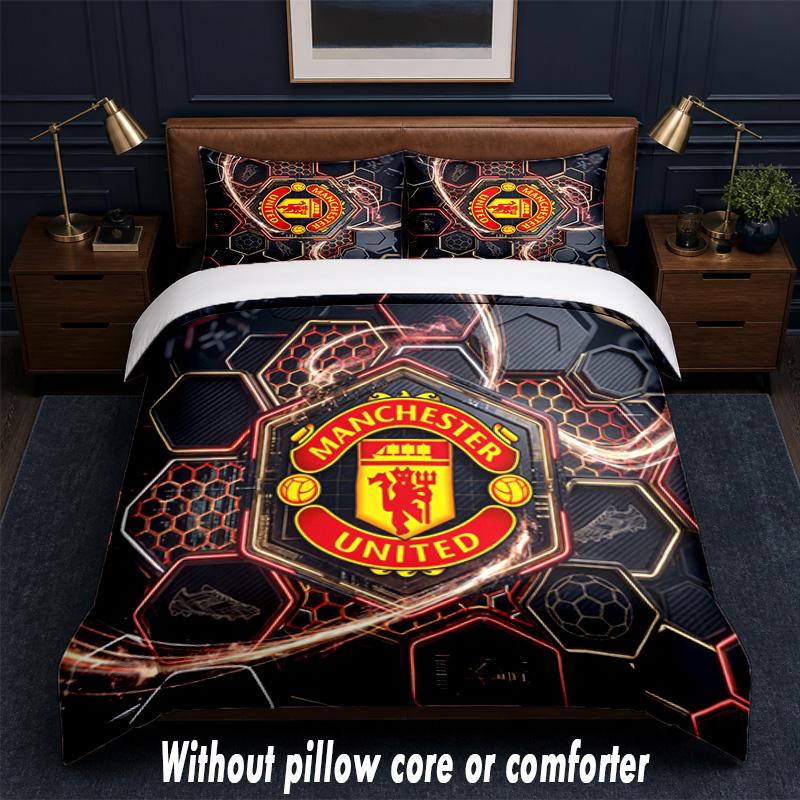 Дизайн Manchester United Постельное белье 1 пододеяльник + 2 наволочки Мягкое дышащее домашнее постельное белье