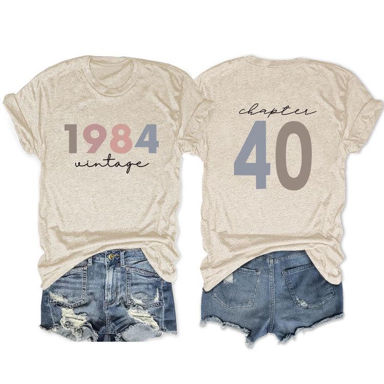 Summer O Neck Tshirt 1984 vintage chapter 40 Print loose trend short sleeve top