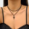 2 шт./набор Готическое черное колье-чокер с подвеской в виде креста и Иисуса для женщин, панк, винтаж, металлическая цепочка с бусинами, шейные украшения, аксессуары, новое