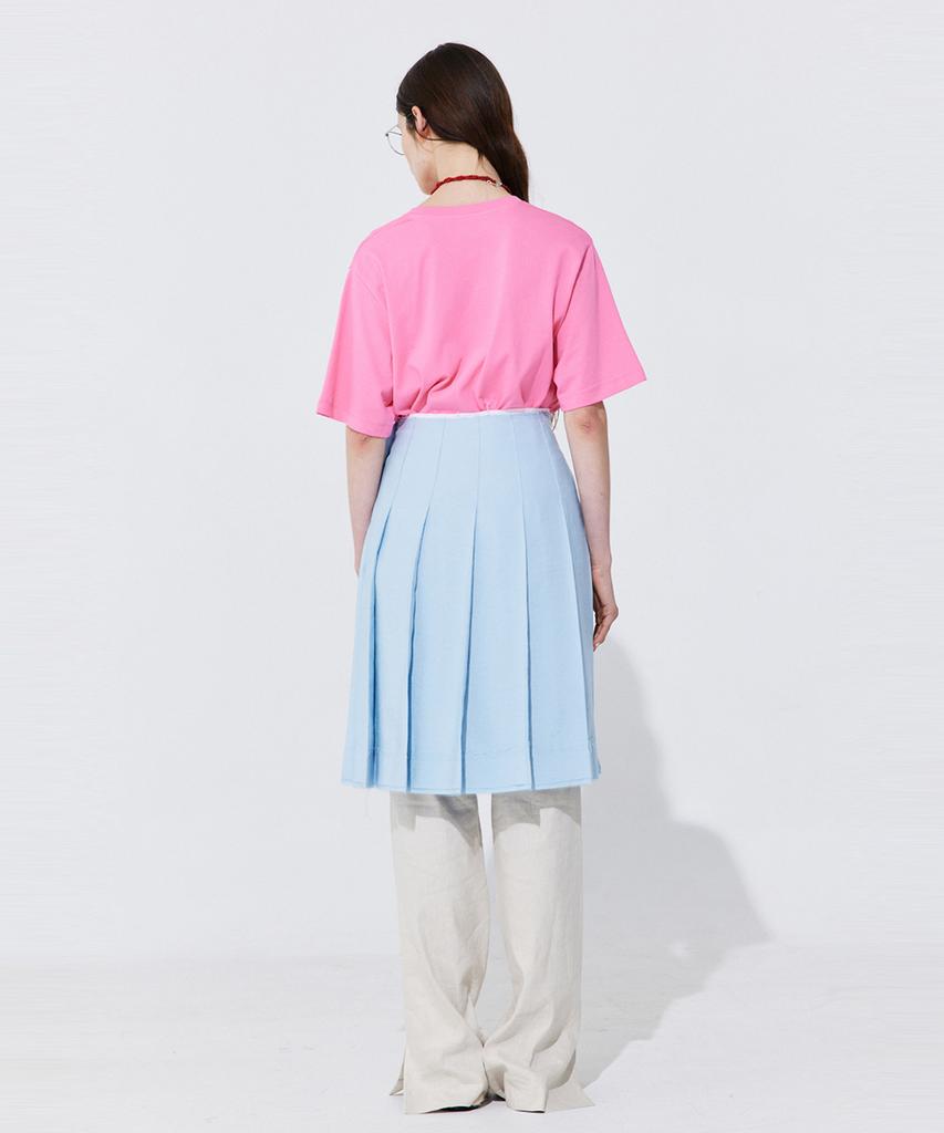 Bundercammer Raw-Cut Pleats Skirt_Light Blue