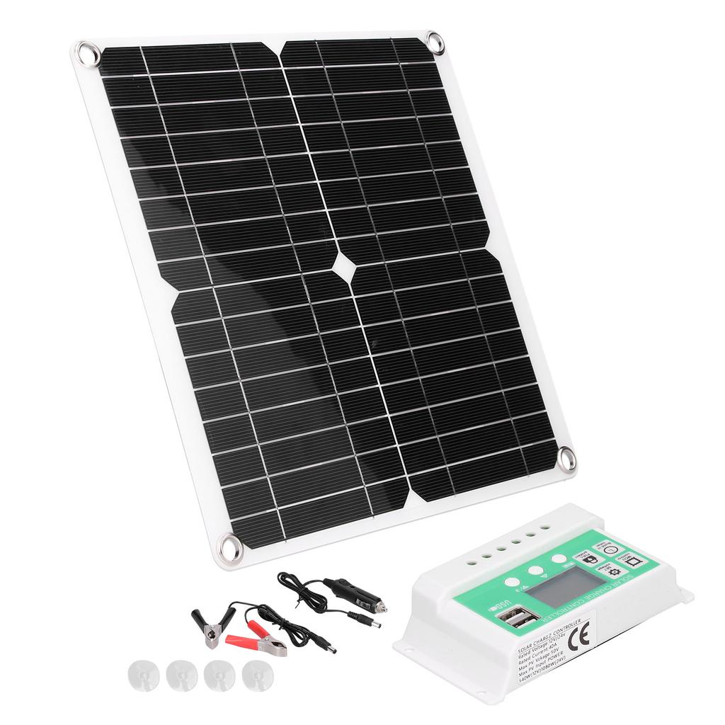 40W 18V Monocrystalline Silicon Flexible Solar Panel with 40A Solar Charge Controller with Dual USB