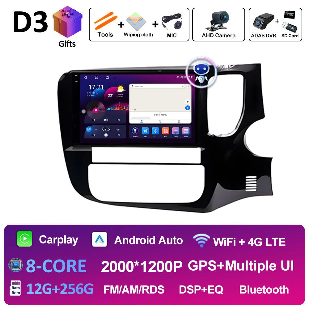 Интеллектуальная система беспроводной Carplay для Mitsubishi Outlander 3 2012 - 2018 BT 2.5D сенсорный экран GPS навигация Автомагнитола без 2din