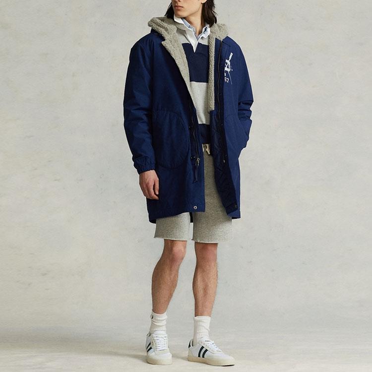 Polo Ralph Lauren Ss22 Solid Color Logo Single-Breasted Hooded Jacket Men Jackets Blue MNPOOTW16020810-400