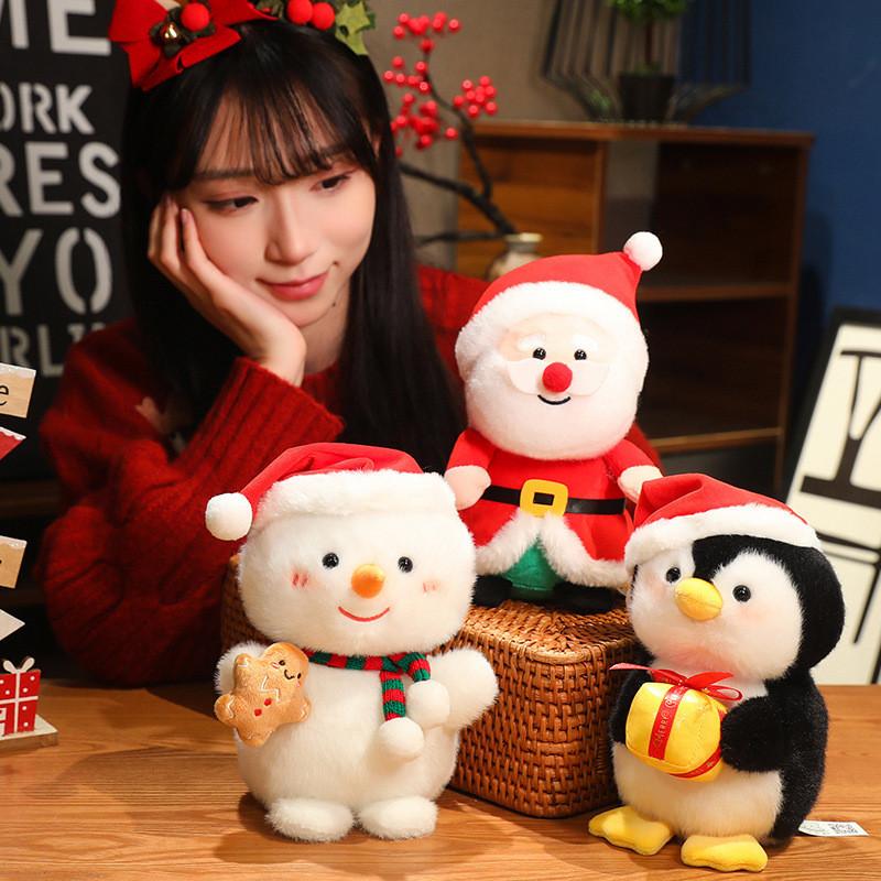 Рождественский Санта Клаус Снеговик Пингвин Сани Плюшевая Кукла Подвеска Детская Игрушка Для Праздничного Декора
