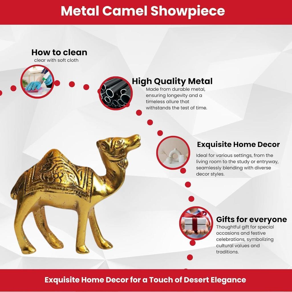 Элегантность в металлическом наборе Camel Showpiece Set - Изысканный декор для дома с ноткой пустынной элегантности (Золотой_3x3 дюйма) Упаковка из 2 шт.
