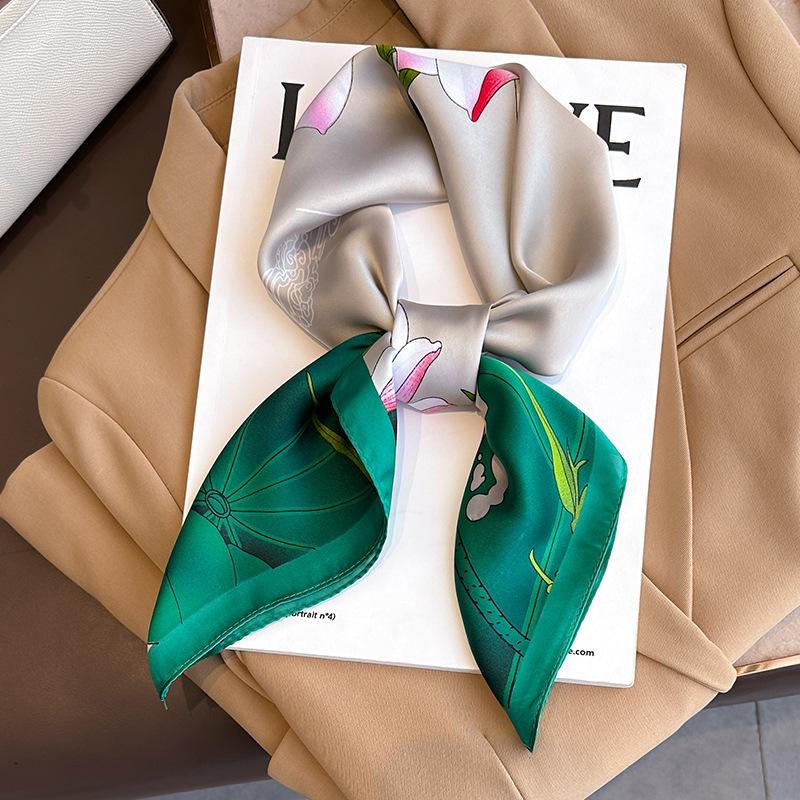Fashion Scarves for Women Shawl Print Silk Satin Hijab Scarf Female Bandana 70*70cm Luxury Square Shawls Scarfs For Ladies