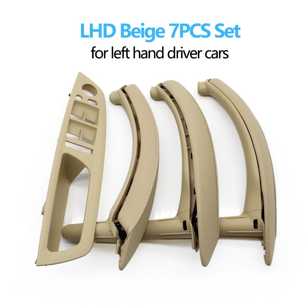 Набор из 7 шт., левая и правая внутренняя дверь, окно, панель переключателя с кожаным чехлом для BMW X5 X6 E70 E71