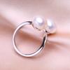 seniko Double Natural Freshwater Pearl Rings For Women Fashion Female Ring Pearl Jewelry Adjustable Ring
