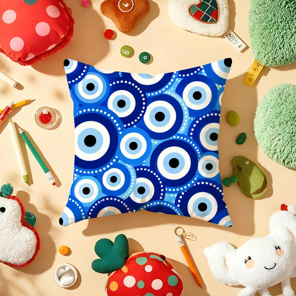 Eye Evil Blue Cushion Cover Soft Short Plush DoubleSided Printing Home Decor Machine Washable Pillow Case Gift