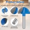 8pcs Cove Box Cemented Carbide Router Bit  1/4" Shank Round Nose for Woodworking, MDF and Plywood Half Round Groove Router Bit