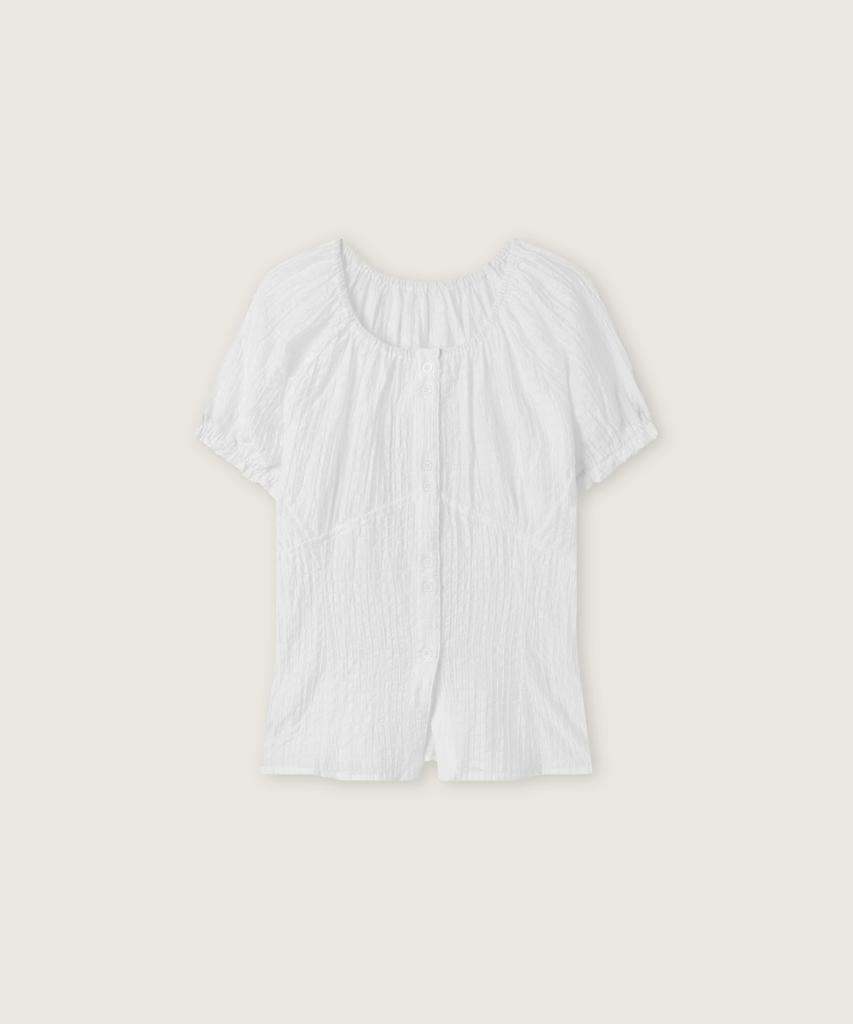 ROEM Cap Sleeve Shirred Blouse Rmblg37R21