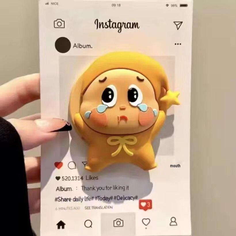 3D Силиконовый Мультяшный Плачущая Звезда Держатель для Мобильного Телефона и Выдвижной Держатель-Подушка