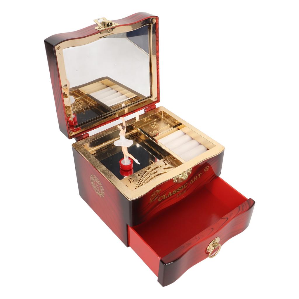 Rotating Ballerina Dancer Music Box Nostalgic Elegant Dancing Girl Musical Jewellery Box for
