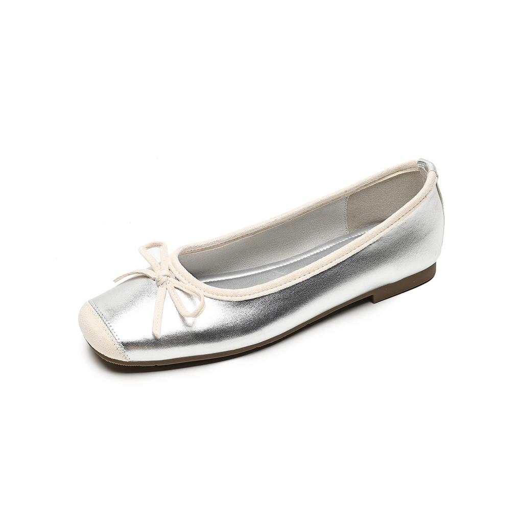 Французские одинарные туфли женские летние балетки на плоской подошве с бантом на мягкой подошве туфли бабушки