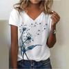 Simple Graphic Printing Women's Clothing Fashionable Short-sleeved V-neck T-shirt
