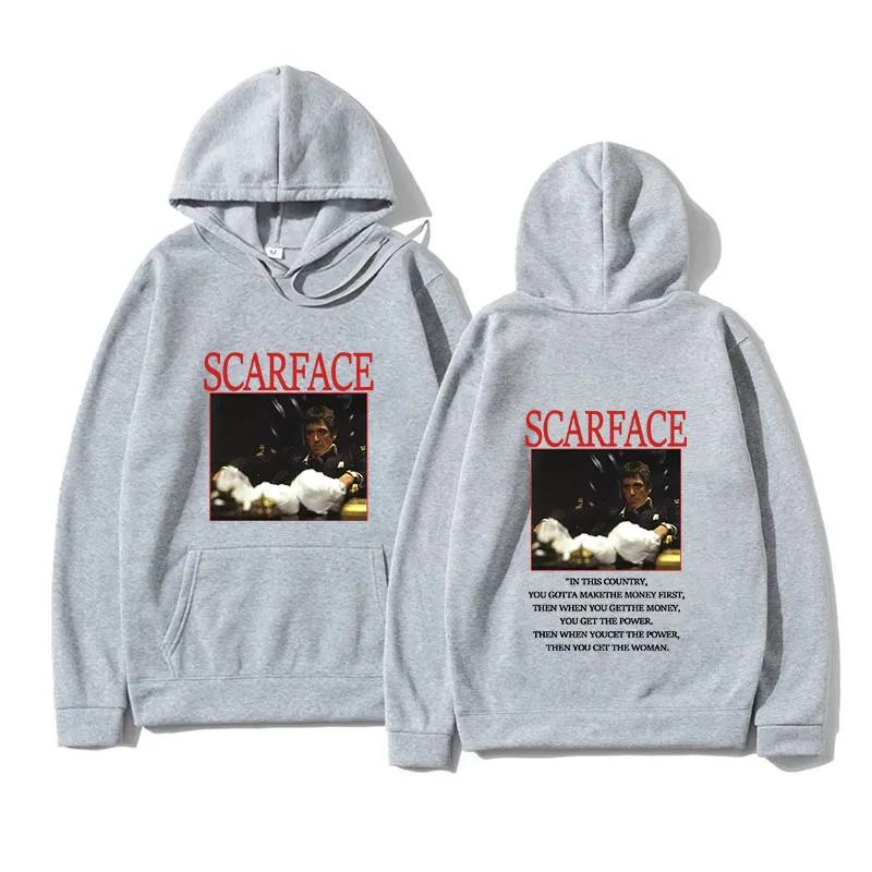 90s Classic Movie Scarface Tony Montana Men's Hoodie Men Women Hip Hop Vintage Long Sleeve Sweatshirt Loose Pullover Streetwear