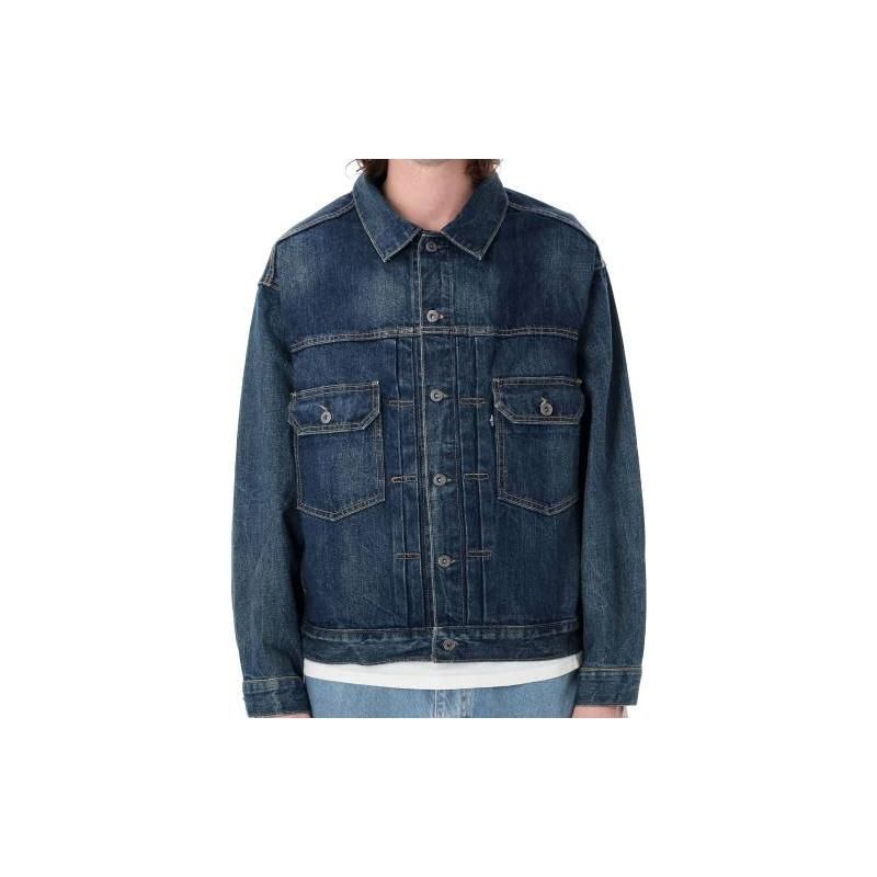 Levis Однотонная моющаяся джинсовая куртка на пуговицах с длинным рукавом Мужские куртки Синяя 21261-0027