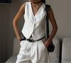 Spring Summer Korean Fashion Vest New Women Short Fashion V-neck Sleeveless Casual Blazer Waistcoat Coats Female Tops