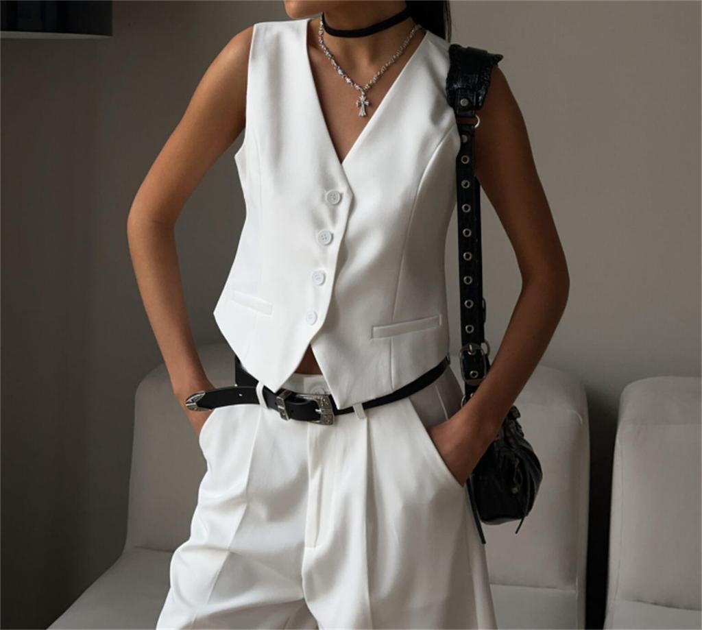 Spring Summer Korean Fashion Vest New Women Short Fashion V-neck Sleeveless Casual Blazer Waistcoat Coats Female Tops