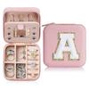 1PC Personalized Portable Jewelry Box for Women Girls Jewelry Case Small Jewelry Storage Pink Initial Letter