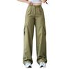 Y2K Women Vintage Cargo Pants Streetwear Korean Harajuku Parachute Pants Beige Sweatpants Wide Leg Joggers Trousers
