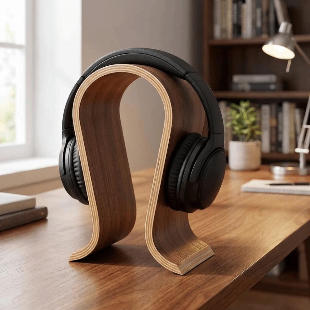 Solid Walnut Headphone Stand On-Ear U Shape Earphone Hanger Universal Fit Sturdy Base Headset earrestors On-Ear Headphones