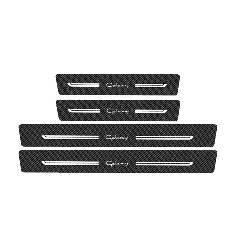Carbon Fiber Car Door Sill Anti Kick Sticker Rear Bumper Trunk Scratch Guard Decals For Ford GALAXY Logo Exterior Accessories