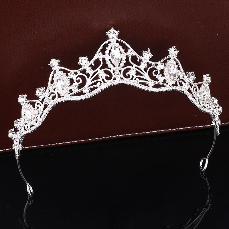 Retro Bride Crown Girl Princess Birthday Crown Alloy Rhinestone Headband Wedding Dress Accessories